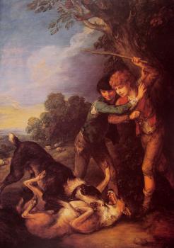 Thomas Gainsborough : Shepherd Boys with Dogs Fighting